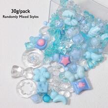 30g Cuentas de acrílico de forma de corazón, lazo y espaciadoras de colores aleatorios para hacer pulseras, cadenas de teléfono móvil, pendientes y accesorios de joyería artesanal - Cuentas mixtas de 6-30 mm - Ver 15