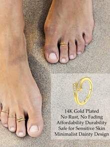 12件套女士脚趾环，不易褪色，简约可爱，开口可调节，夏威夷海滩夏季脚趾环。 - 彩色 - 查看 7