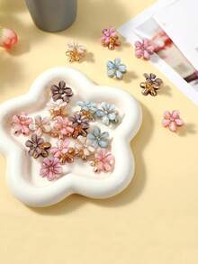 12个山茶花发夹迷你复古甜美公主发夹女孩发饰断发刘海夹发箍发夹可编发弹簧多功能款式 - 彩色 - 查看 5