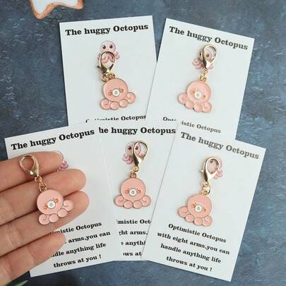 Breloc drăguț cu caracatiță 1 buc/2 buc/5 buc, vine cu felicitare motivațională cu caracatiță, pandantiv breloc animal, caracatiță roz adorabilă. Cadou ideal pentru familie, prieteni, decorare genți, sărbători, cadouri pentru petreceri.
