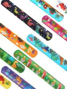 12pcs Kids Dinosaur Slap Bracelets, Children's Party Decorations, Birthday Party Favors - Multicolor - View 4