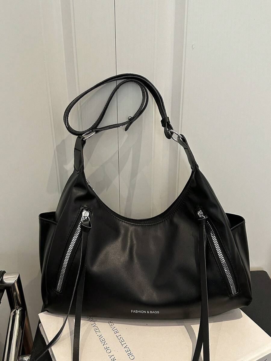 2026 New Large Capacity Shoulder Bag For Women, Casual Retro Commuter Tote Bag, Multifunctional Backpack - Black - View 1