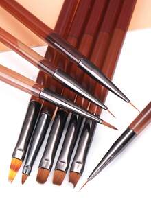 9-Piece Nail Brush Set, Nail Painting Design DIY Salon Household Tools Acrylic Painting Brush UV Nail Polish Nail Polish Tools - Multicolor - View 9