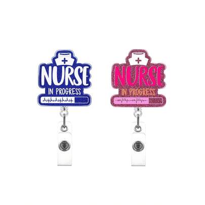 1个护士实习证件卷轴，可伸缩证件夹，带旋转鳄鱼夹，适用于护士、护理人员、医务工作者、学生配件及礼品