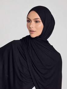 Women Hijab Elegant And Soft Solid Color Scarf, Comfortable Versatile Headband Everyday Wear Dress - Brown - View 4