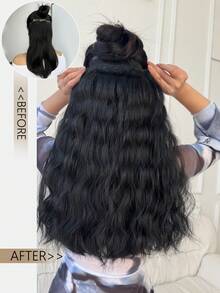 Tóc giả kẹp một mảnh - Có các màu Đen / Nâu nhạt / Nâu đậm / Đen kem. Dài 18 inch, kết cấu gợn sóng tự nhiên. Tóc giả sợi tổng hợp, lý tưởng để sử dụng hàng ngày. Trông tự nhiên và đẹp; giúp tăng độ dày cho tóc. - Nhiều màu - Xem 5