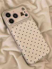 Heart-Shaped Bear Design Phone Case Compatible With IPhone 17 Pro Max, 16, 15, 14, 13, 12 - White - View 4