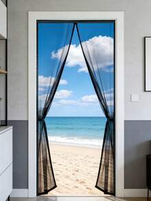 Cửa lưới từ tính tự đóng kín không mối nối – Rào chắn muỗi hiệu quả, an toàn cho trẻ em và thú cưng, đóng mở không cần dùng tay, màn chống muỗi cho cửa sổ. - đen - Xem 2