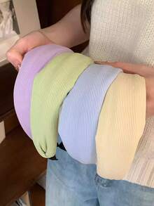 4条糖果色条纹针织发带，简约百搭日常佩戴发饰，适合日常、居家、学校、海滩、工作、派对、节日、生日、返校、新年、情人节、母亲节、圣诞节、婚礼、音乐节、毕业典礼、春夏等场合佩戴，也可作发箍或旅行发带。 - 彩色 - 查看 2