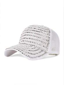 1pc Women's Adjustable Rhinestone Baseball Cap, Fashionable Versatile Peaked Hat For Couple - Baseball Cap - View 7