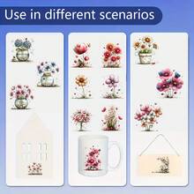 32pcs/Set Spring Dreamy Floral UV-DTF Transfer Sticker Set | High Quality, Scratch-Resistant, Easy To Use On Cups, Bottles, Laptops And Crafts | Creative Floral Patterns, Long-Lasting Adhesive, Home Decor, Hobby - Multicolor - View 4