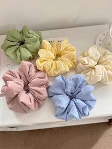 topshiny Plain Color Extra Large Scrunchie, Oversized Crinkle Messy Bun Hair Tie, Minimalist Style Ponytail Hair Accessory, Casual Head Accessories Elastic Band Beauty Home Hair Accessories - Multicolor - View 8