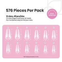 Beetles Soft Gel Nail Tips Short Almond 288pcs In 12 Sizes, Etch-X Pre-Etched Full Cover Acrylic Fake Nails Art - Bộ móng giả hình quan tài cỡ trung bình 576 chiếc (móng giả khắc chữ X) - Xem 3