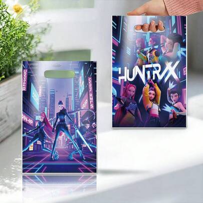 50pcs K-Pop Exorcist Hunter Random Style Gift Bags, Anime Character Pattern Party Candy Bags, Cartoon Peripheral Birthday Theme Party Gift Packaging (Random Pattern)
