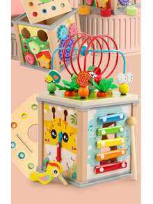 1 Set Kids Multi-Functional Hexagon Treasure Box, Children's Educational Puzzle Toy With Beads, Bug Catching, Piano Keys, Shape Matching, Baby Early Learning Toy - Multicolor - View 6