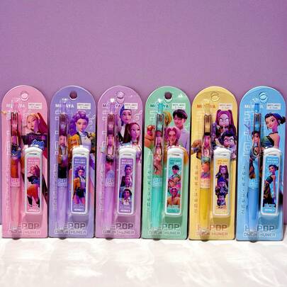 Hasbro K-Pop 女巫组合文具套装，学生最爱的免削可替换铅笔，超萌可爱女生学生学习奖励礼物
