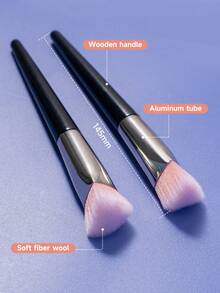 Large Triangle Soft Bristle Makeup Brushes Set - Blush, Foundation, Concealer, Detail, Highlighter, Contour, Dark Circle Concealer, Portable Face Makeup Tools - Multicolor - View 3