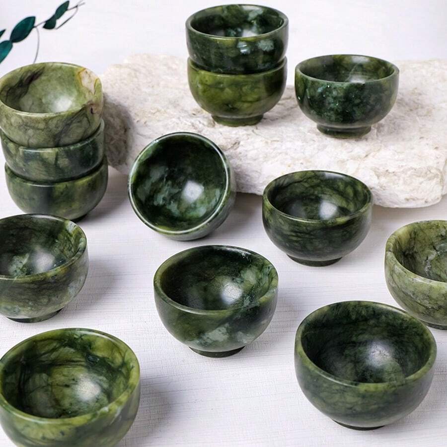 Xícara de chá de jade natural, feita à mão em pedra natural, perfeita para o chá Kung Fu. Esta xícara saudável é adequada para uso doméstico, na cozinha e no escritório, sendo um presente perfeito para mulheres, pais, familiares, amigos e apreciadores de chá. - Multicolorido - Ver 1