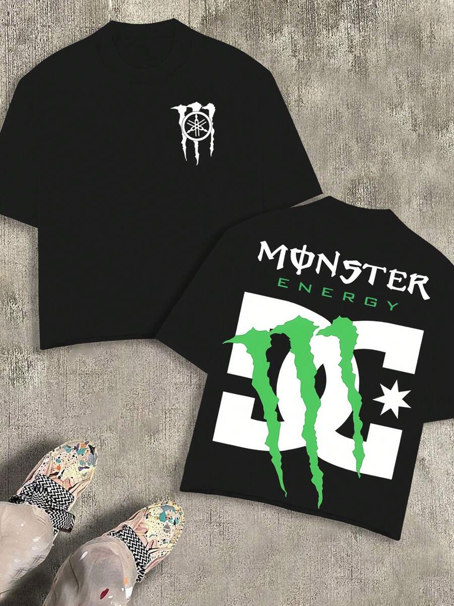 White Claw &  &  Collaboration Graphic Men's 230g Combed Cotton T-Shirt, Extreme Sports & Streetwear Enthusiast Short-Sleeve Top, Summer Crew Neck Top, Y2K Streetwear Suitable For Summer Daily Casual Wear,  Streetwear For Young People, Unisex - 黑色 - 查看 1