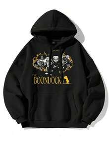 Sweat-shirts imprimés Boondocks, sweat-shirts cool pour hommes, sweat-shirts décontractés à capuche pour hommes avec design graphique et poche, streetwear pour l'hiver et l'automne, en tant que cadeau de Noël - Noir - Voir 1