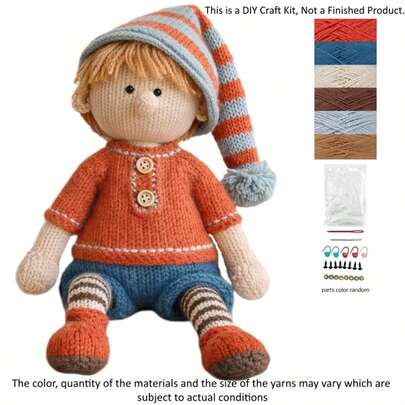 Bộ dụng cụ đan len hình nhân vật dành cho người mới bắt đầu, bộ dụng cụ đan len dành cho người lớn kèm hướng dẫn từng bước, đồ thủ công tự làm dành cho bé trai, đồ trang trí nhà cửa dễ thương và ngộ nghĩnh, quà tặng sinh nhật, ngày lễ tình nhân và lễ Phục sinh.