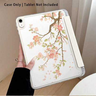 1 szt. Różowy wzór Sakura akrylowy kryształ płaski tablet ochronny etui ze stojakiem, kompatybilny z A9/A9+/S9/S9FE/A11/A11+/S11/S10 FE/S10 FE+/S10 Lite, A16 2025, Air 11/13, M3 2025, Mini 7 A17, Pro 2024, Air 11/13, M2 2024, Pro 11/13, M4 2024, Pro 12.9, 7/8/9 Gen, 10.2, 10 Gen, 10.9, Air 4/5/6/7/8, 10.9, Pro 11, 4/5/6 Gen, Mini 6, Se 11, Honor, Matepad Se 11,
