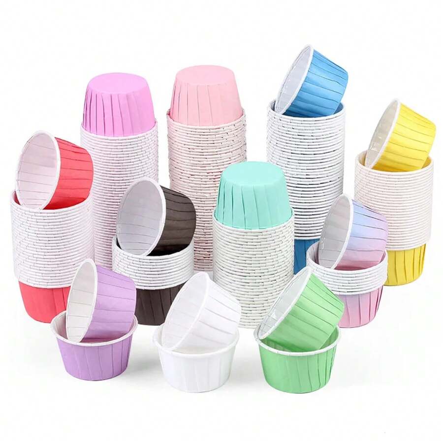 50 Uds. Taza para hornear con revestimiento para magdalenas estilo periódico de tamaño medio para de boda, papel para magdalenas y muffins de tulipán, envoltorio para pasteles a prueba de aceite QJRV - Plata media - Ver 1