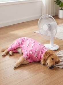 Dog Summer Shedding Hair Control Pajamas - Breathable High Stretch Full Coverage Pet Rompers, Summer Anti Licking & Bug Protective Jumpsuit For Medium Large Dogs, All Over Printing Dog Clothes - Cute Pink Dog Pattern - Multicolor - View 8