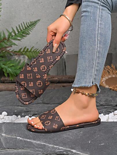 Sandal nữ họa tiết hoa retro đang thịnh hành, đế bằng chống trơn trượt, thoáng khí, đa năng cho đi làm, hẹn hò, du lịch.