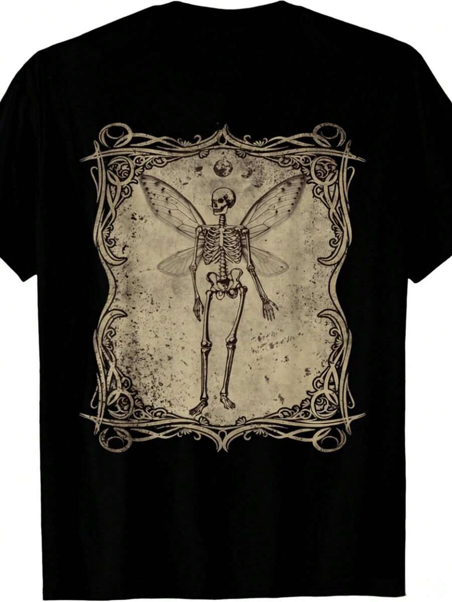 Fairy Grunge Fairycore Skeleton Butterfly Gothic Cottagecore T-Shirt - 黑色 - 查看 1