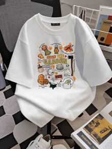 Women T-Shirt Print Over The Halloween Garden Wall, Pumpkin Fall Thanksgiving T-Shirt - 白色 - 查看 2