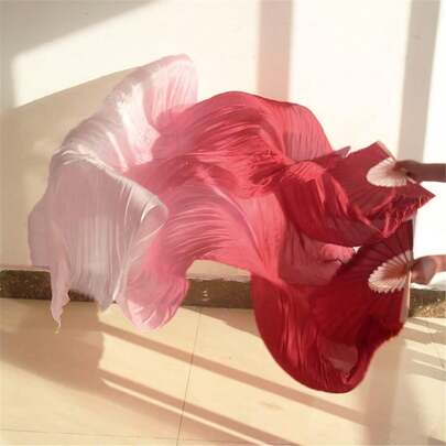 Un par (izquierdo + derecho) de abanicos de velo de seda de imitación para danza del vientre de 1,5 m de largo de bambú de rayón, abanicos plegables de imitación hechos a mano para actuaciones de danza del vientre