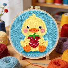 1pc Punch Needle Embroidery Kit, 20*20cm/7.8*7.8in, Includes Pre-Printed Pattern, Yarn, Embroidery Hoop And Needle Tools, Handmade Embroidery DIY Kit, Suitable For Adult Beginners, Home Gift, Women's Sewing Gift - A - View 7