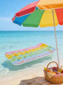 1pc Inflatable Hollow Gradient Sequin Floating Bed, Made Of PVC Material, Summer Beach Inflatable Floating Device, Water Relaxing Lounger, Swimming Pool Float, Beach Essential, Beach Accessory - Water Rest Area - View 7
