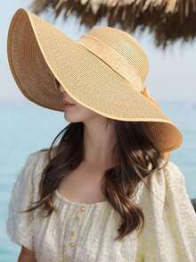 Wide-Brimmed Straw Hat, Bohemian Style, Valentine's Day - Multicolor - View 9