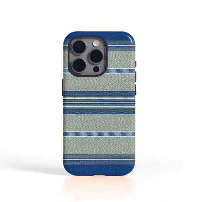 Blue And Gray Striped Minimalist Design Phone Case Suitable For IPhone 17 16PM 15ProMax 11Pro 12MINI 13plus 7 8 SE XS XR 2-In-1 Glossy Case