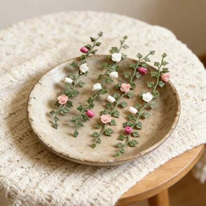 Miniature Artificial Flower Vine Model, Mini Garden Decor Flower Bed, Small House Decoration, Mini Home Scene, Ideal Gift For Collectors And Hobbyists