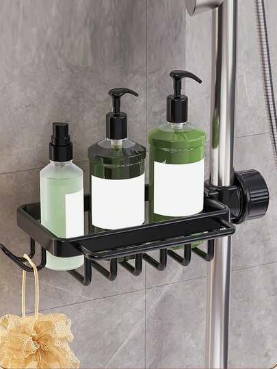 1 Set Bathroom Faucet Organizer Rack, Shower Soap Holder, Bathroom Storage Shelf, Aluminum Shower Caddy, No Drilling Required