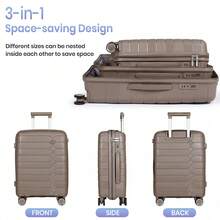 20 Inch Cabin Suitcase 55x40x20cm, PP Hard Shell Lightweight Carry On Luggage With 4 Silent Spinner Wheels & TSA Lock - Champagne - View 7