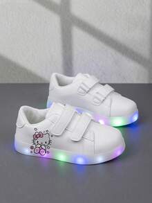 SANRIO 一双时尚实惠的休闲运动鞋，儿童休闲运动鞋，耐穿篮球鞋，适合日常穿着和户外活动，圣诞礼物，发光鞋，户外玩耍鞋，趣味设计鞋，卡通印花鞋，透气面料鞋，柔韧鞋底鞋，儿童运动鞋，休闲鞋，节日礼物，2D平底鞋 - 白色 - 查看 5