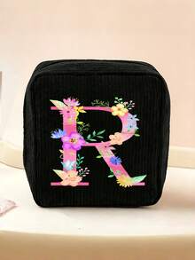 1 Stück Kordstoff minimalistische Reise-Make-up-Tasche, tragbare multifunktionale Aufbewahrungstasche, große Kapazität Damenhygiene-Tasche, neue verdickte Damenhygiene-Aufbewahrungstasche, Menstruationspads-Aufbewahrungstasche, geeignet für den täglichen Gebrauch, Urlaub, Aufbewahrung, Reisen, kann als Geburtstagsgeschenk, Weihnachtsgeschenk, Halloween-Geschenk, Muttertagsgeschenk für Familie, Mutter, Schwester, Freundin verwendet werden - Schwarz - Übersicht 30