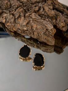 2件套时尚休闲锌合金几何首饰套装，精美女士礼物 - 25635-黑色 - 查看 5