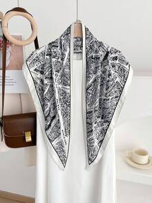 1pc Elegant Polyester (Polyester) Triangle Scarf, Suitable For All Seasons Decoration,Beach,Holiday - #1 White - View 1
