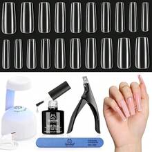 Beetles Gel Nail Kit Short Almond Gift Spree Easy DIY Extension Set Gift For Women - Square Long 240pcs (Clear Kit) - 查看 10