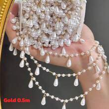 1m Fashion Charming Water Drop Faux Pearl Tassel Chain, DIY Chain Water Drop Bead Tassel Chain, Suitable For DIY Jewelry, Bracelets, Pendants, Anklets, Necklaces, Clothing Accessories, Ideal For Making Holiday Gifts, Valentine's Day Gifts, Captivating Jewelry And Craft Materials - JTT1822 - View 11