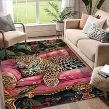 Thảm trải sàn họa tiết da báo trên ghế sofa, có thể giặt được - Thích hợp cho bàn cà phê phòng khách, phòng ngủ, lối vào, phòng ăn, hành lang, phòng chơi game, sân hiên ngoài trời, sân vườn, thảm trang trí phòng ngủ, trang trí phòng, chất liệu flannel cao cấp. - 3 - Xem 1