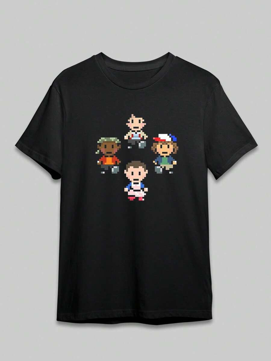 Mike Unisex T-Shirt S Hawkins Thing Hugs Graphic Tee, S Hawkins Thing Inspired - 黑色 - 查看 1