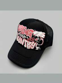 1pc Cartoon Character & Letter Print Baseball Cap, Colorblock Truck Hat, Funny Casual Sun Protection For Men & Women, Spring/Summer - A - View 11