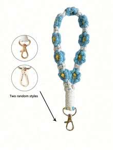 5 Models Of Luxury Crochet Daisy Keychain Lanyard - Handmade Knitted Flower Phone Charm, Gold Lobster Clasp Bag Pendant For Women, Soft Girl Cottagecore Accessory - 彩色 - 查看 12