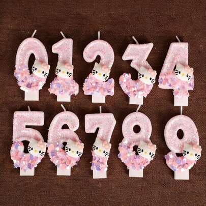 Birthday Candles, Exquisite 0-9 Number Candles, Glittering Cartoon Birthday Candles, Cute Kitty Cat Images, Cute Cartoon Characters, Theme Party Candles, Anniversary Party Candles, Party Decoration Gifts, Theme Party Decorations
